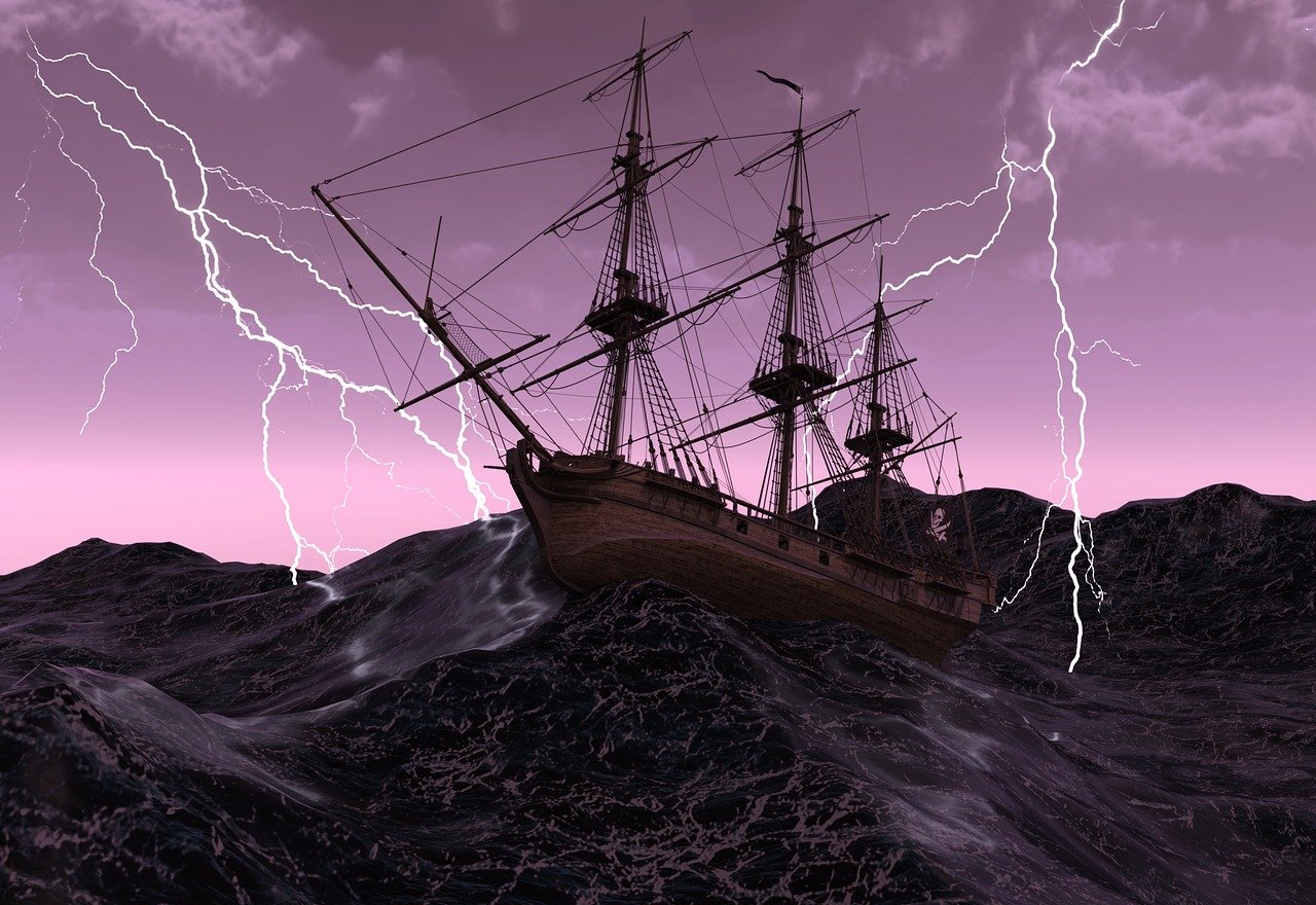 ship, thunderstorm, nature